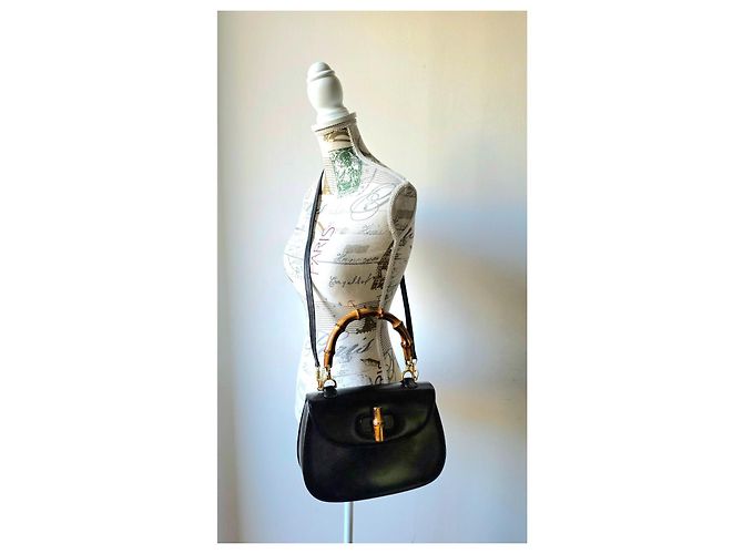 Borsa a mano Gucci Bamboo 1947 in pelle nera Nero - vista 16