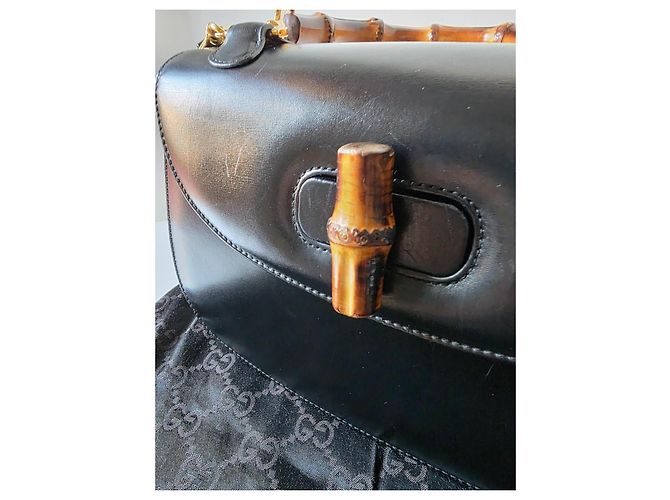 Borsa a mano Gucci Bamboo 1947 in pelle nera Nero - vista 2