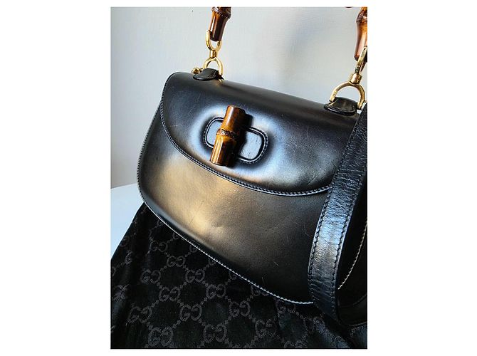 Borsa a mano Gucci Bamboo 1947 in pelle nera Nero - vista 3