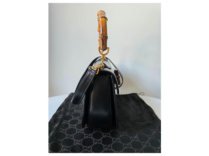Borsa a mano Gucci Bamboo 1947 in pelle nera Nero - vista 4