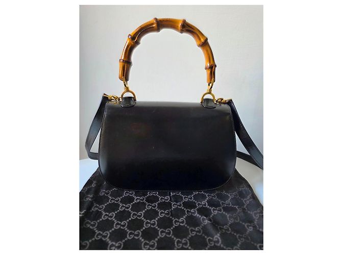 Borsa a mano Gucci Bamboo 1947 in pelle nera Nero - vista 5