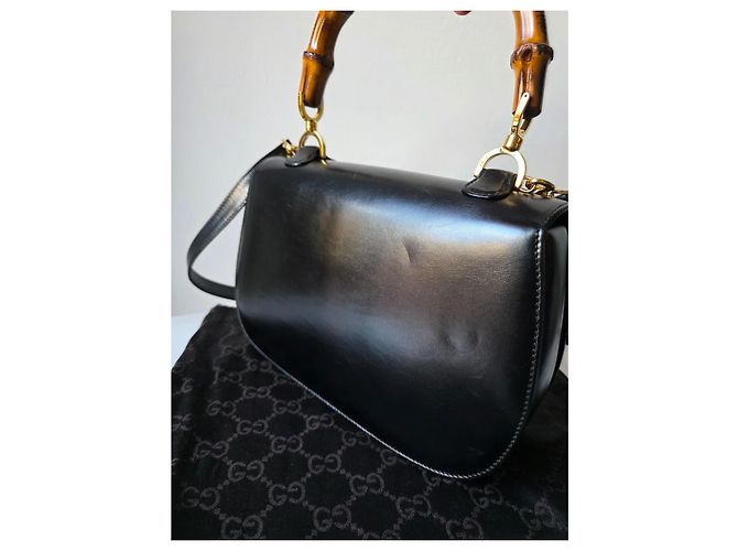 Borsa a mano Gucci Bamboo 1947 in pelle nera Nero - vista 6
