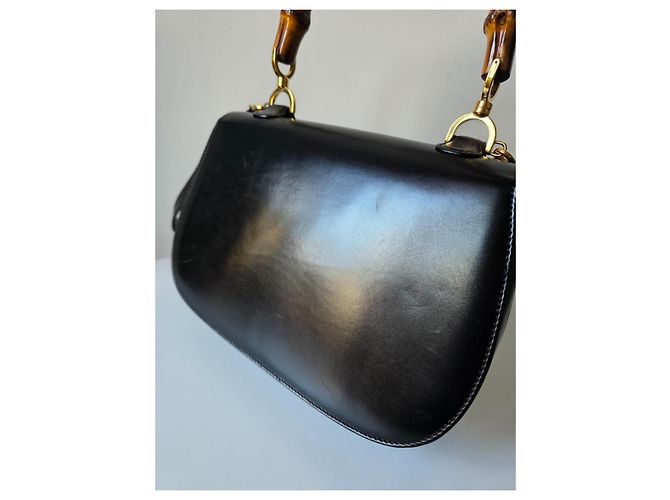 Borsa a mano Gucci Bamboo 1947 in pelle nera Nero - vista 7