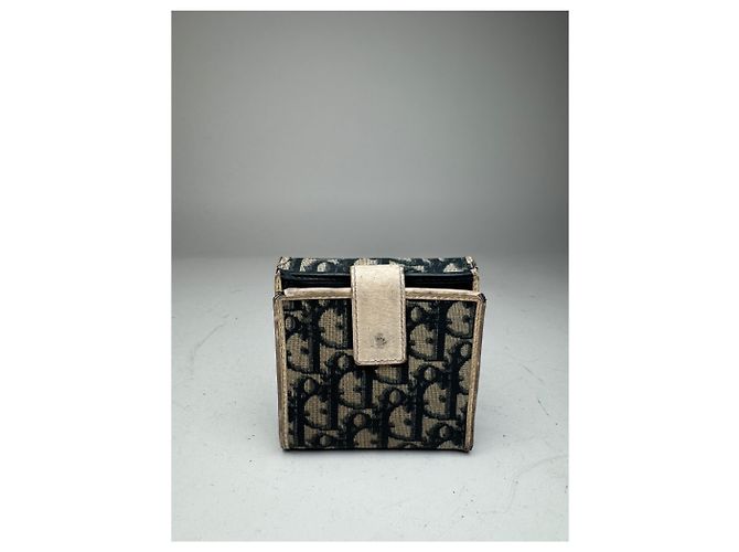 Vintage Dior Oblique Monogram Leather Wallet blue White Navy blue - view 2