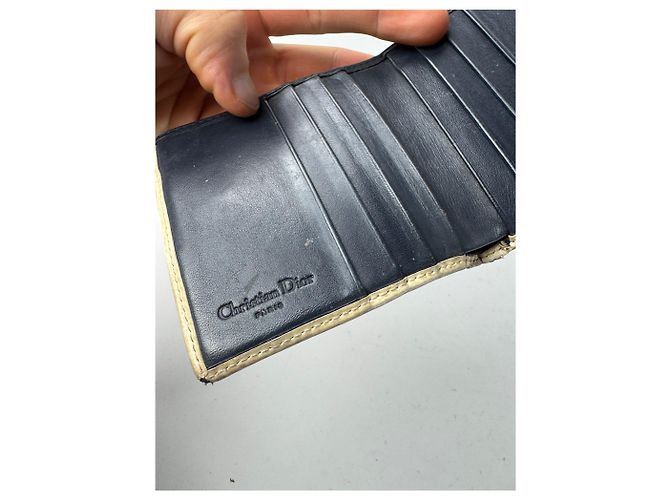 Vintage Dior Oblique Monogram Leather Wallet blue White Navy blue - view 6