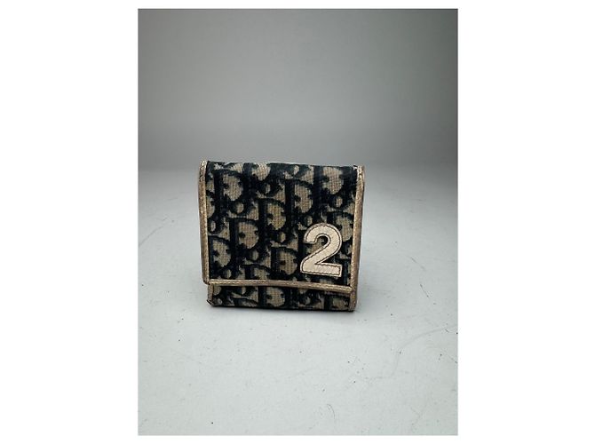 Vintage Dior Oblique Monogram Leather Wallet blue White Navy blue - view 8