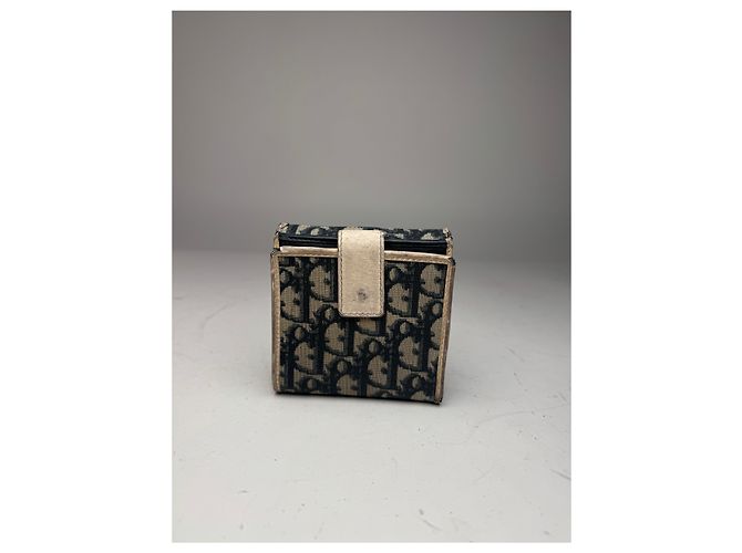 Vintage Dior Oblique Monogram Leather Wallet blue White Navy blue - view 9