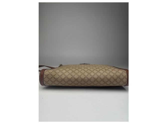 Céline Clutch in pelle vintage Celine Paris beige marrone - vista 10
