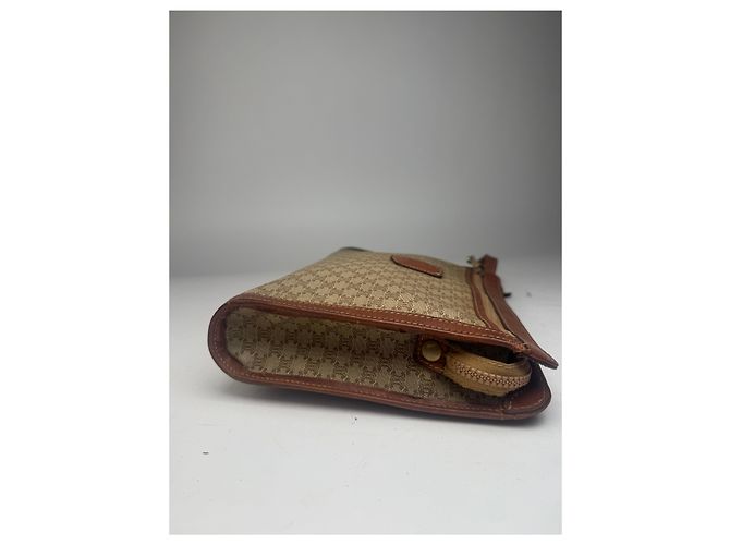 Céline Clutch in pelle vintage Celine Paris beige marrone - vista 11