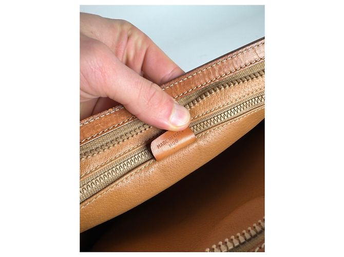 Céline Clutch in pelle vintage Celine Paris beige marrone - vista 5