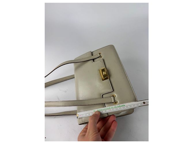 Céline Vintage Celine Lederhandtasche Weiß - Ansicht 12