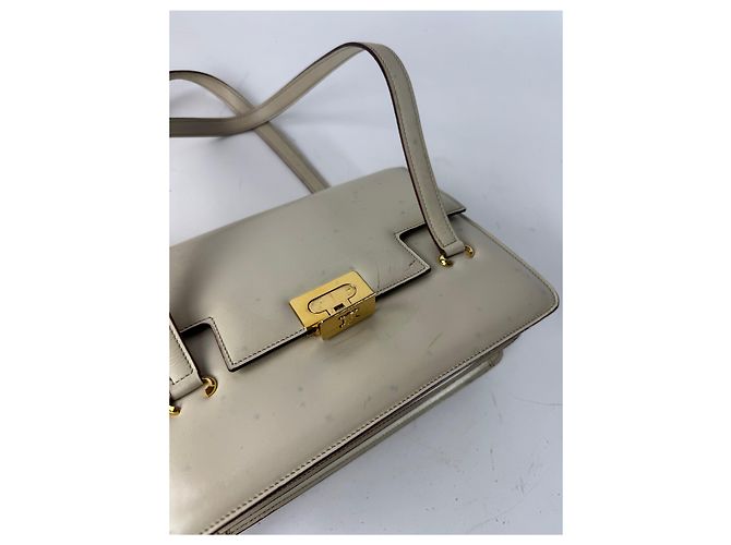 Céline Vintage Celine Lederhandtasche Weiß - Ansicht 14