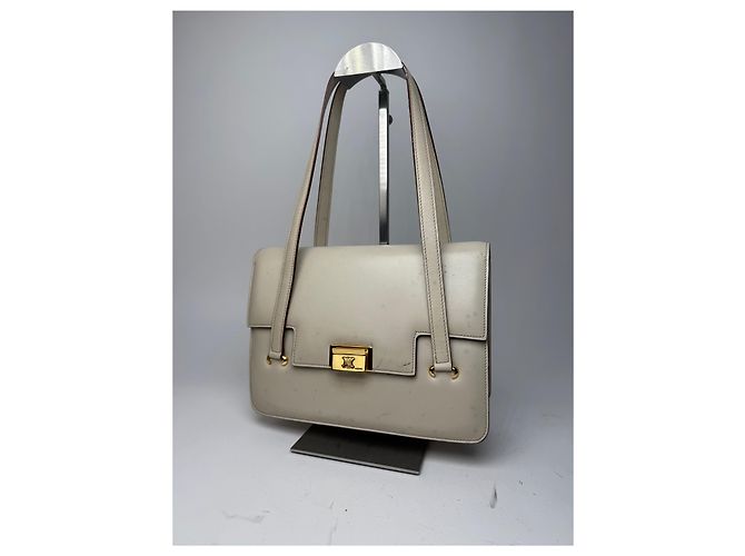 Céline Vintage Celine Lederhandtasche Weiß - Ansicht 15