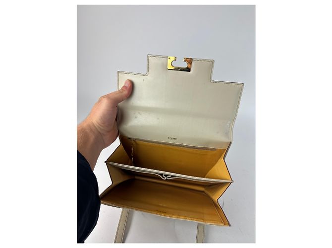 Céline Vintage Celine Lederhandtasche Weiß - Ansicht 3