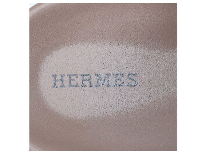 Hermès Sandalias planas Empire de cuero gris/blanco Hermes - vista 6