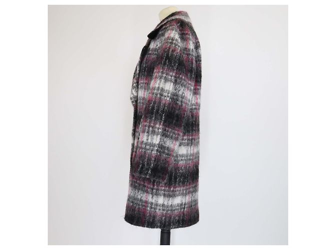 Abrigo de lana a cuadros gris/rosa de Karl Lagerfeld - vista 2