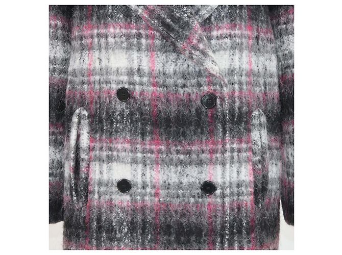Abrigo de lana a cuadros gris/rosa de Karl Lagerfeld - vista 4