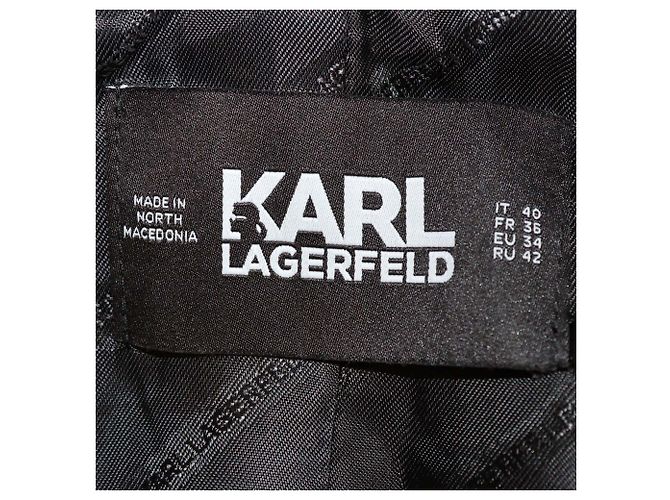 Abrigo de lana a cuadros gris/rosa de Karl Lagerfeld - vista 5