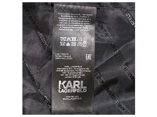 Abrigo de lana a cuadros gris/rosa de Karl Lagerfeld - vista 6