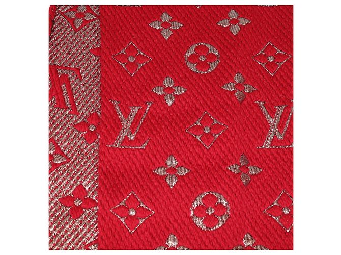 Sciarpa Louis Vuitton Monogram in Lana Logomania Shine Rosa/Metallico - vista 2