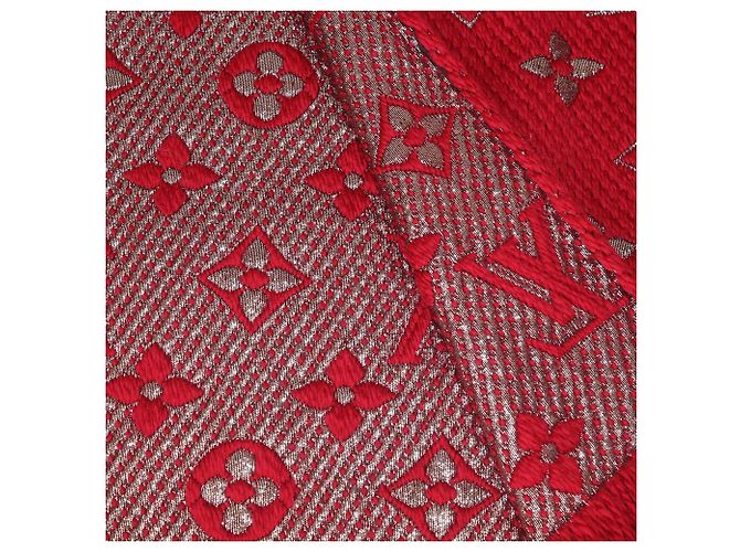 Sciarpa Louis Vuitton Monogram in Lana Logomania Shine Rosa/Metallico - vista 3