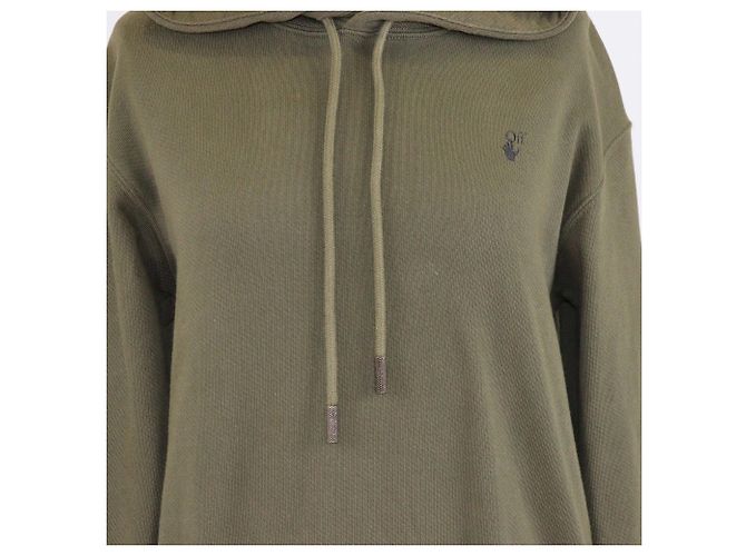 Off White Off-White Kapuzenpullover aus Baumwollstrick mit khakigrüner Blumenprint Weiß - Ansicht 4