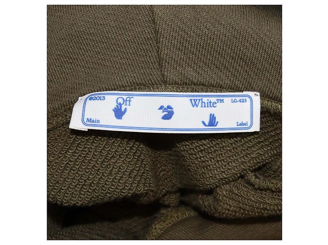 Off White Off-White Kapuzenpullover aus Baumwollstrick mit khakigrüner Blumenprint Weiß - Ansicht 5