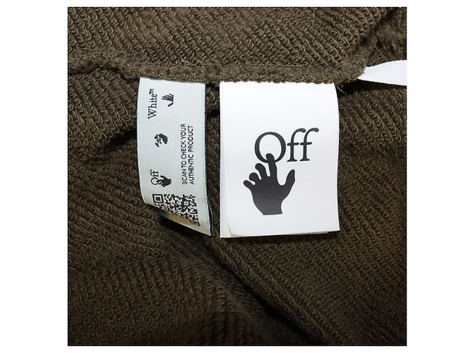Off White Off-White Kapuzenpullover aus Baumwollstrick mit khakigrüner Blumenprint Weiß - Ansicht 6