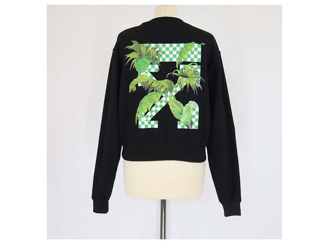 Off White Sudadera de manga larga de algodón negro con estampado floral Off-White - vista 3