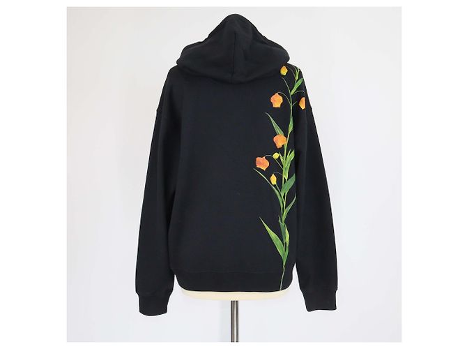 Sudadera de punto de algodón con estampado de rosa negra Valentino Negro Blanco - vista 3