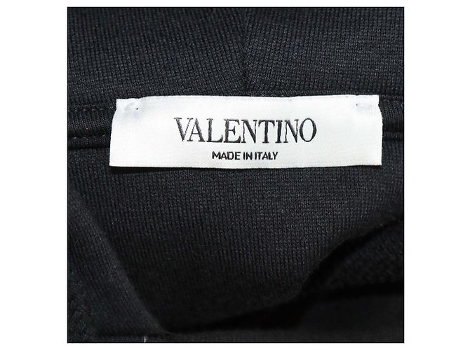 Sudadera de punto de algodón con estampado de rosa negra Valentino Negro Blanco - vista 5