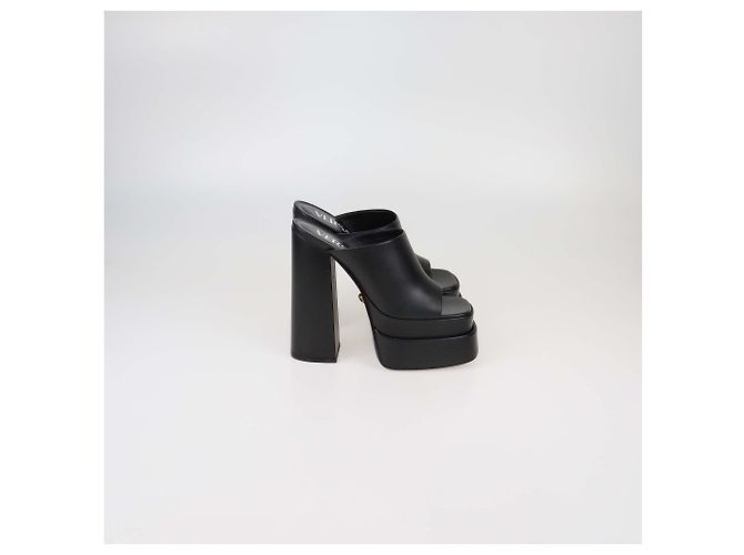 Mules de dupla plataforma em couro preto Versace - vista 3