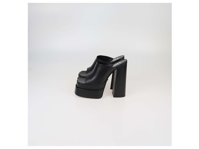 Mules de dupla plataforma em couro preto Versace - vista 4