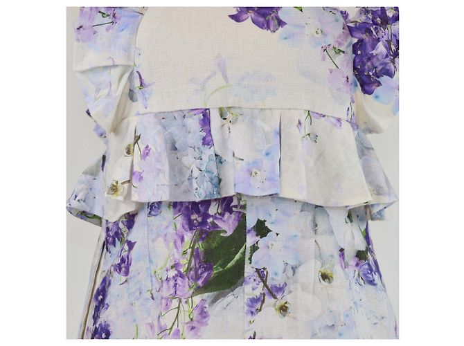 Abito mini in lino con bretelle e stampa floreale multicolore Zimmermann - vista 4