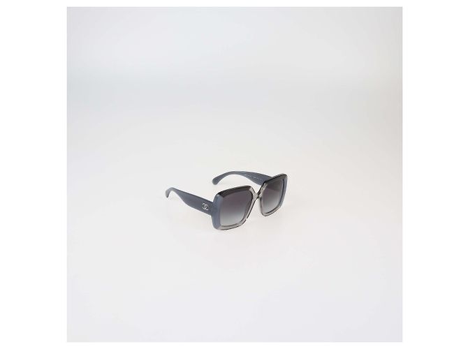 Chanel Grey/Black Acetate Gradient CC Crystal Square Sunglasses - view 2