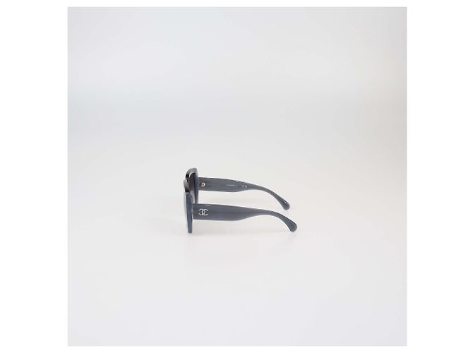 Chanel Grey/Black Acetate Gradient CC Crystal Square Sunglasses - view 4