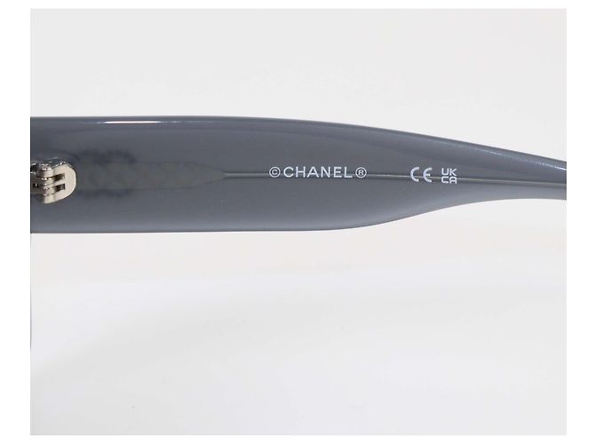 Chanel Grey/Black Acetate Gradient CC Crystal Square Sunglasses - view 5