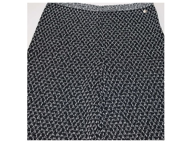 Calça larga de crochê em algodão e seda preta/branca Chanel Preto Branco - vista 4