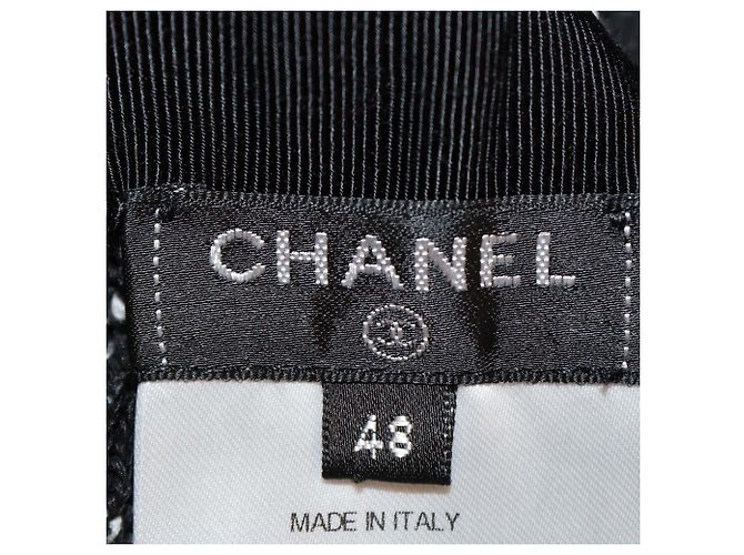Calça larga de crochê em algodão e seda preta/branca Chanel Preto Branco - vista 6