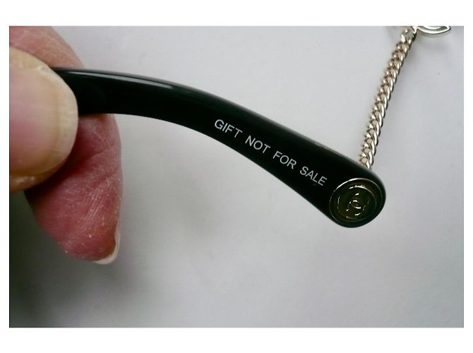 CHANEL Black Rectangular Sunglasses in Excellent Condition with Case and Box sold out - view 9
