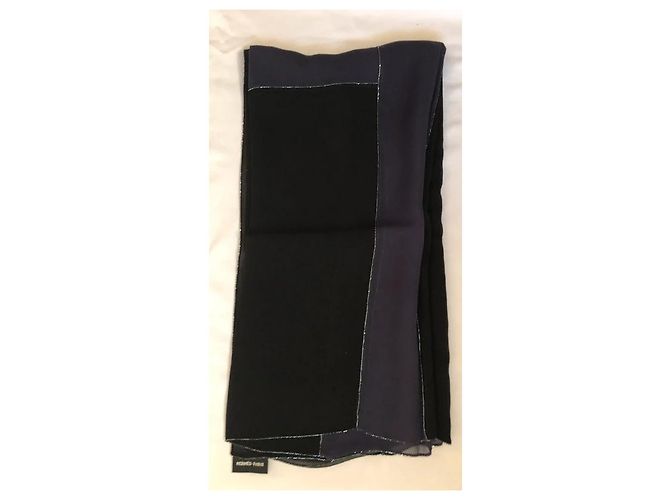 Foulard Hermès in doppia mussola di seta con ricami di perle Nero Blu Marino Blu navy - vista 8
