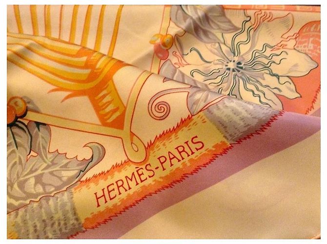 Sciarpa Hermès Aloha in seta Giallo Verde Arancio Multicolore - vista 10