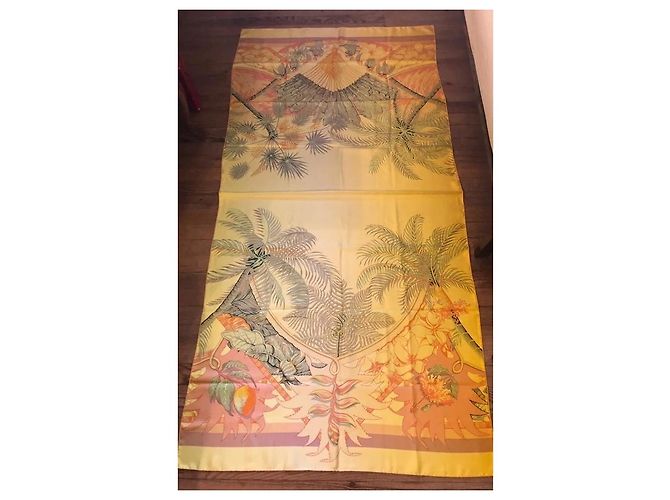 Sciarpa Hermès Aloha in seta Giallo Verde Arancio Multicolore - vista 5