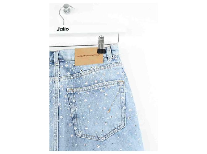 Alexandre Vauthier Shorts mini de algodão azul - vista 4