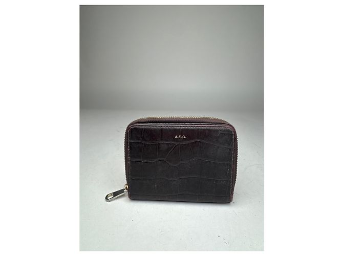 Vintage APC leather Wallet Crocodile Emblossed Purple - view 10