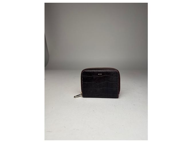 Vintage APC leather Wallet Crocodile Emblossed Purple - view 3