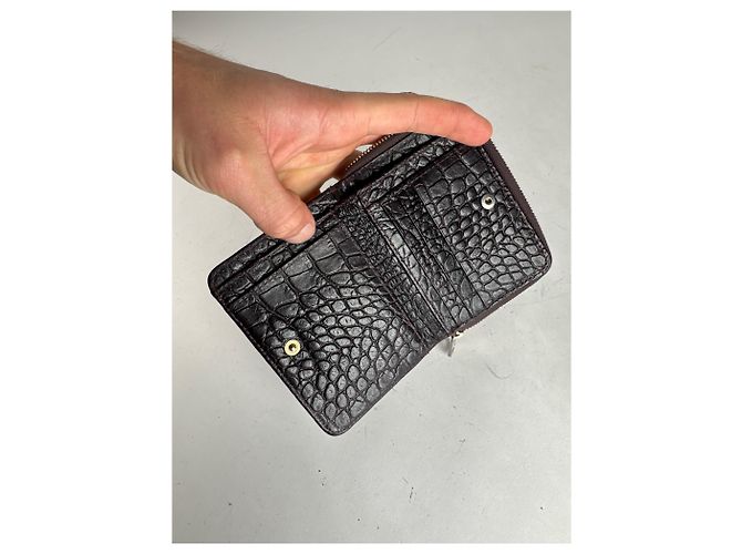 Vintage APC leather Wallet Crocodile Emblossed Purple - view 4