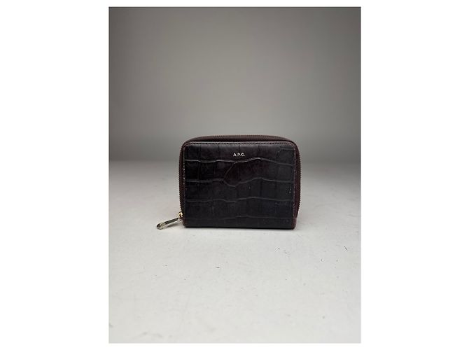 Vintage APC leather Wallet Crocodile Emblossed Purple - view 8