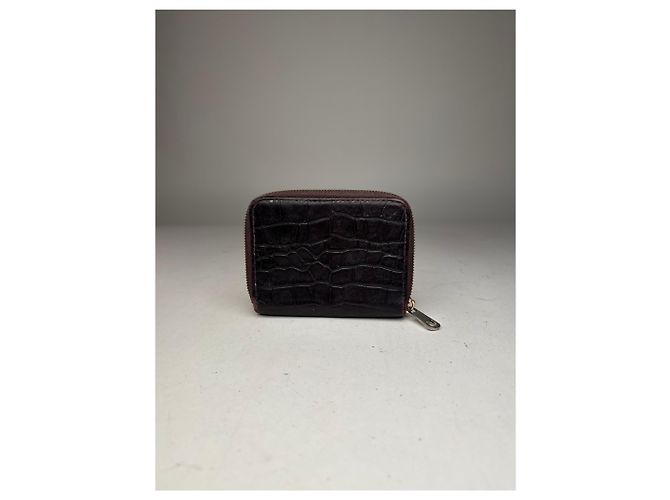 Vintage APC leather Wallet Crocodile Emblossed Purple - view 9