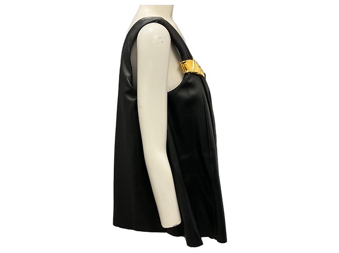 Autre Marque Schwarzes Nappa-Lammleder-Top mit einem Schulterträger von Brandon Maxwell - Ansicht 2
